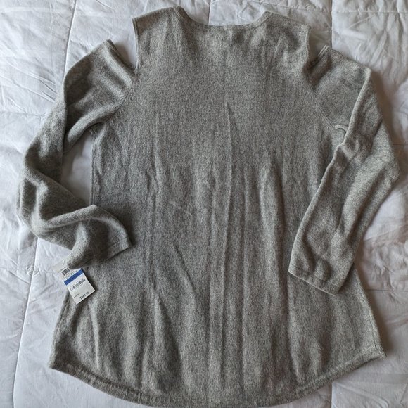 NWT Cashmere Cold Shoulder Sweater - XL Grey - Picture 9 of 11